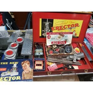 Erector Set in Metal Case Vintage 1948 AC Gilbert & Co. No 8-1/2 Electric, As Is